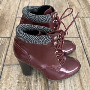 Miss Lola Maroon Ankle Boots Size 6
